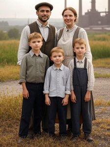 Typische Familie im Industriezeitalter.