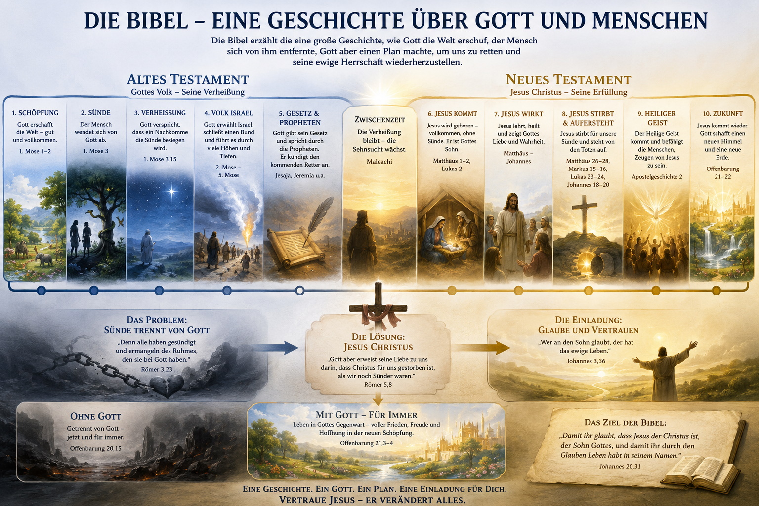 Kompakte Zusammenfassung der Bibel.