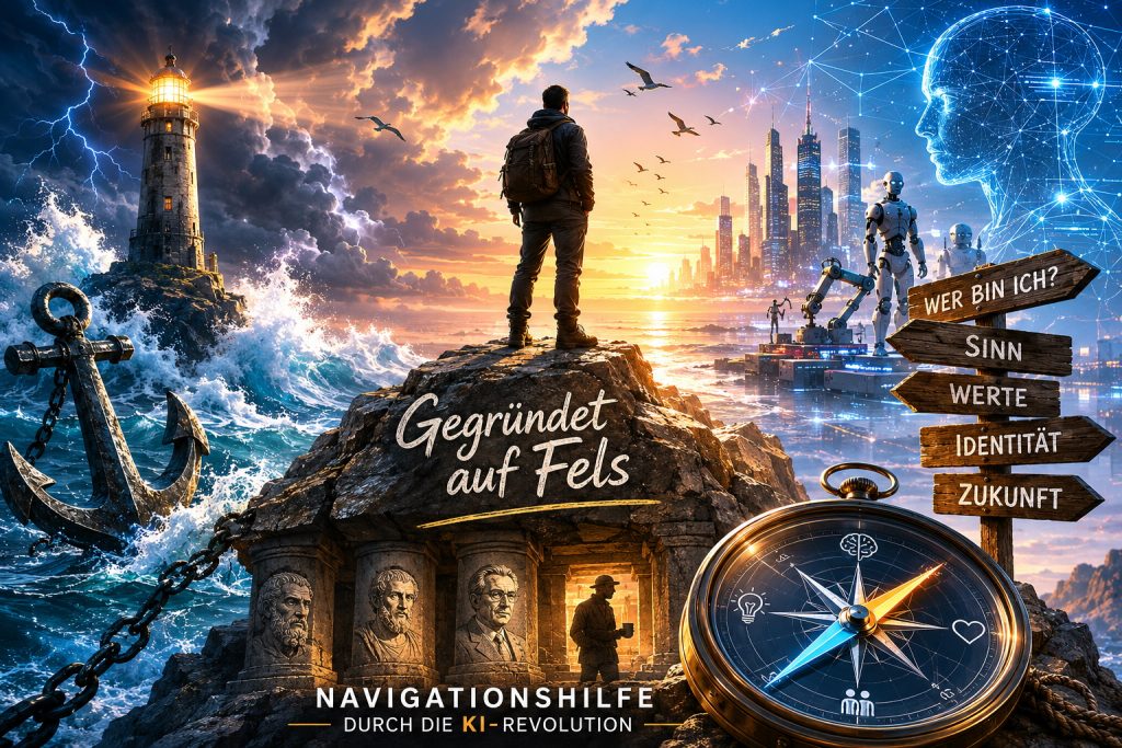 Von der Krise zur inneren Stabilität - Gegründet auf Fels und Navigations-Hilfe durch die KI-Revolution - Zwei Bücher für die KI-Ära - Sturm und Sonnenaufgang